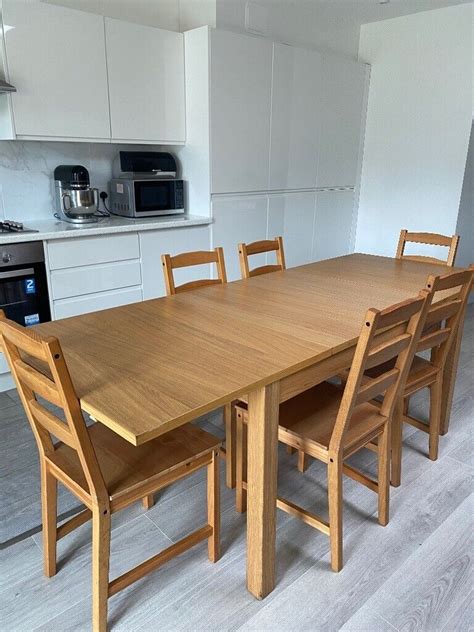 Wooden Ikea Dining Table And 6 Chairs Extendable In Luton
