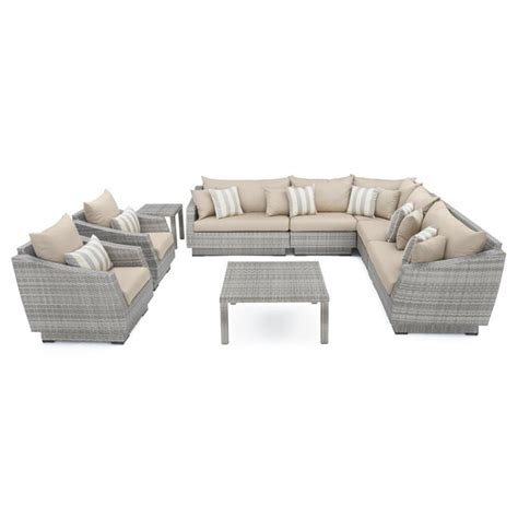 Rst Brands Cannes 9 Piece Wicker Patio Conversation Set With Gray