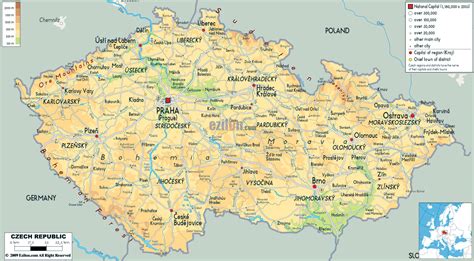 O turismo em praga é uma opção imperdível para quem está pensando em fazer roteiro pelo leste europeu. Mapa físico grande de República Checa con carreteras ...