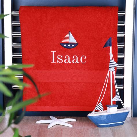 Kids Personalised Sailing Boat Bath Towel By Duncan Stewart
