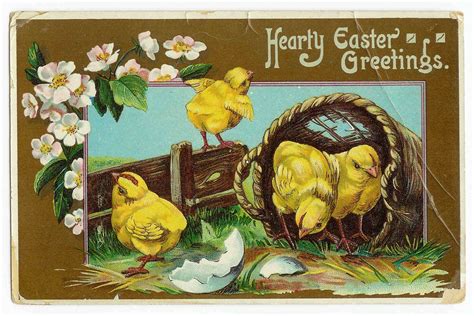 Antique Images Vintage Easter Postcard Easter Clip Art Chicks Basket
