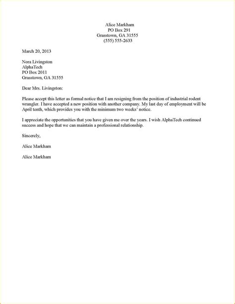 Simple 1 Month Notice Resignation Letter Template Job Application