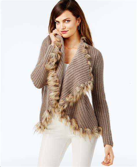 Inc International Concepts Faux Fur Trim Ribbed Cozy Only At Macys