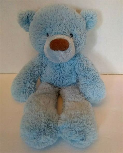 Baby Gund Lil Fuzzy Bear Blue Plush Stuffed Toy Floppy Soft Teddy 13