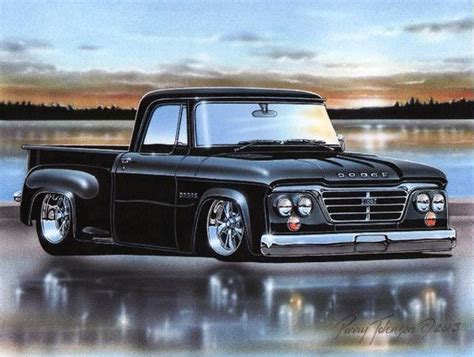 Black 1962 63 64 65 Dodge D100 Stepside Pickup Truck Classic Trucks