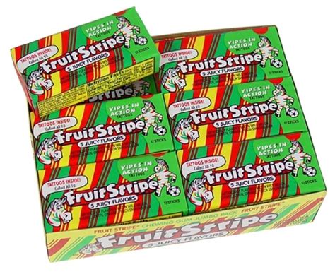 Fruit Stripe Bubble Gum Packs Juicy Fruit 12 Count Nostalgic Candy
