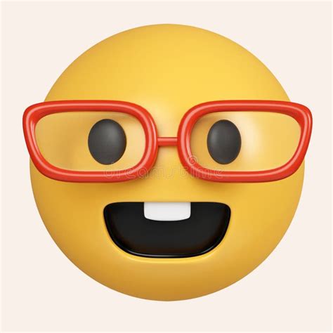 D Nerd Face Emoji With Spectacles Cute Smiling Emoticon Wearing