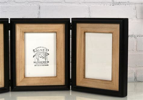 Three 5x7 Picture Frames In Build Up Style Hinged Together Burnished