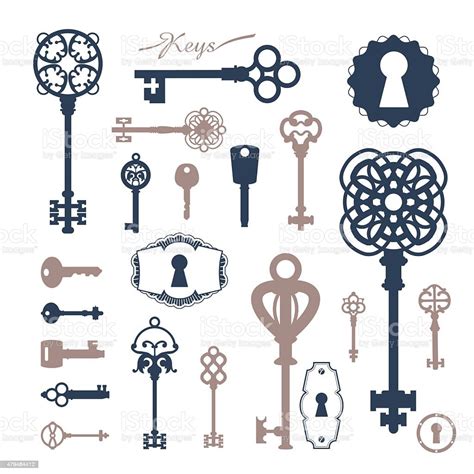 Vector Illustration Of Vintage Keyholes Keys Stock Illustration