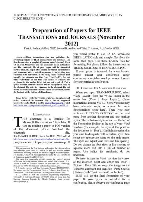 Ieee Journal Template Word 10 Professional Templates Ideas
