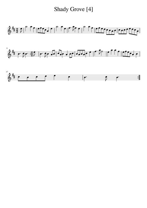 Shady Grove Sheet Music For Piano Solo