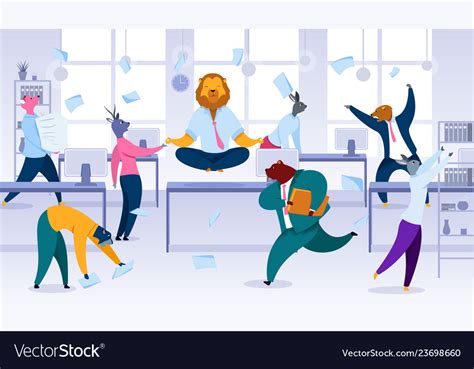 Keeping Calm In Office Chaos Flat Concept Vector Image