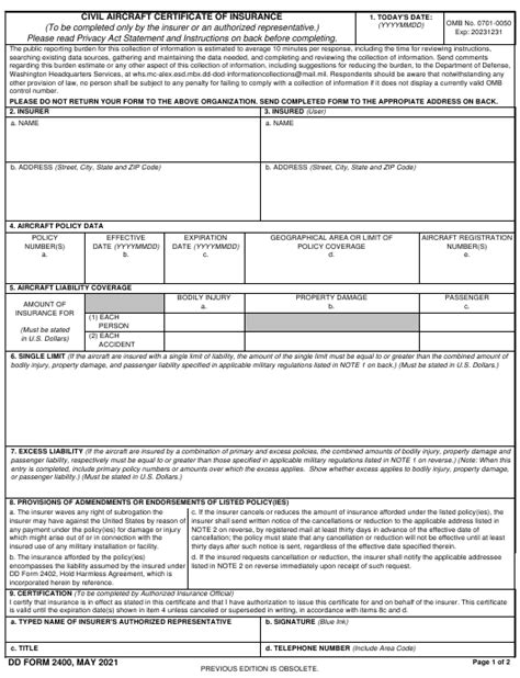 Dd Form 2400 Download Fillable Pdf Or Fill Online Civil Aircraft