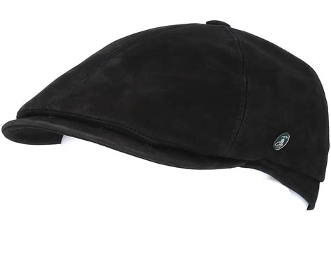 Leather Black Flat Cap City Sport Caps