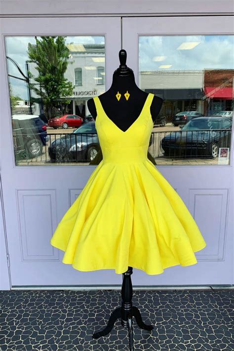 Simple Yellow Short Prom Dress Yellow Homecoming Dress Shdress