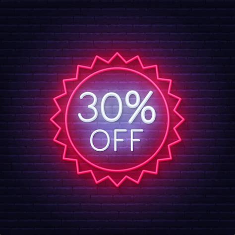 Premium Vector 30 Percent Off Neon Sign