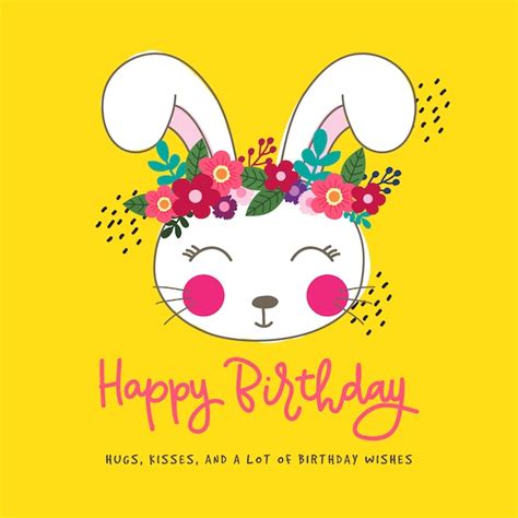 Premium Vector Birthday Background With Cute Hand Drawn Rabbit