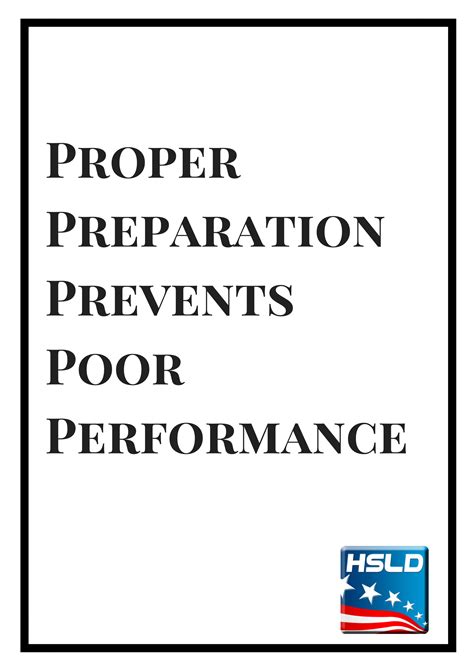 Proper Preparation Prevents Poor Performance