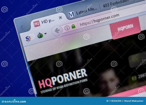 ryazan russia june 05 2018 homepage of hqporner website on the display of pc url