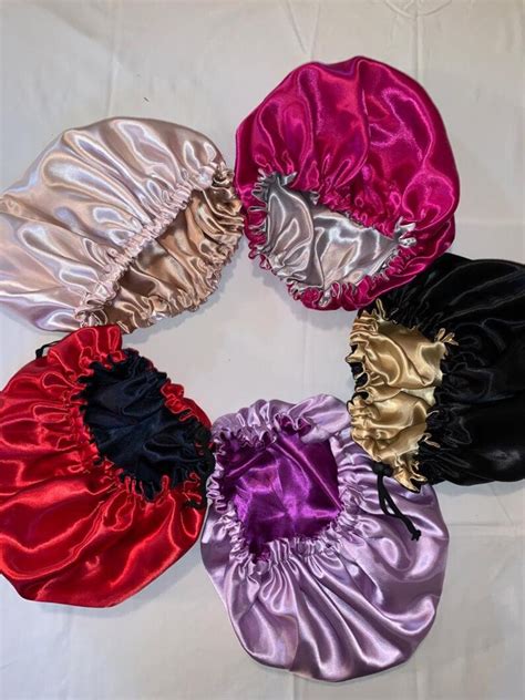 Satin Silk Hair Bonnet Adjustable And Reversible Etsy