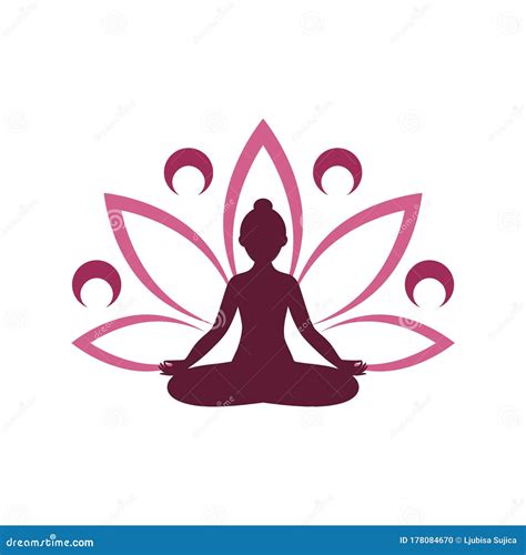 Yoga Logo Design Human Meditation In Lotus Flower Icon Isolated On