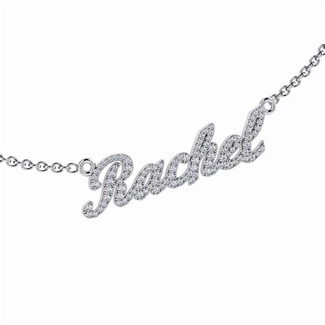 Personalized Name Necklace Rachel With Diamonds 14k Gold Name Necklace