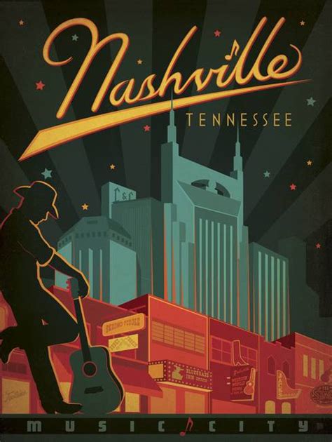 American Travel Posters Nashville Broadway Posters Art Prints Wall