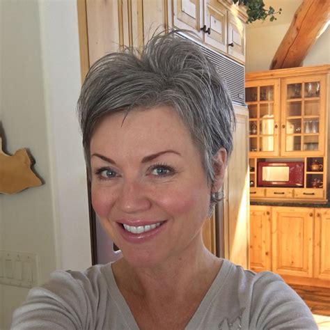 Short grey hair for girls source 5. #shortgreyhair #pixie #lettingitgrow | Short hair styles ...