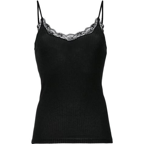 Polo Ralph Lauren Lace Trim Camisole 90 Liked On Polyvore Featuring Intimates Camis Black