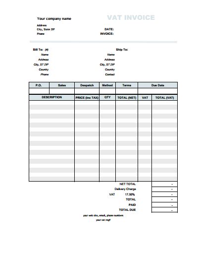 Start by filling in your business we've created 10 free invoice templates for microsoft word to meet all of your invoicing needs. VAT Invoice Template: Free Download, Create, Edit, Fill and Print | Invoice template, Templates ...