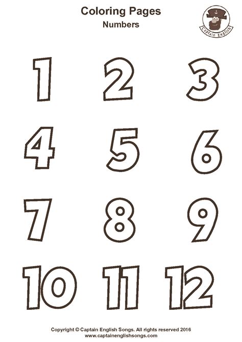 Numbers with various styles and difficulty levels, to print and color. Coloring Numbers | Captain English