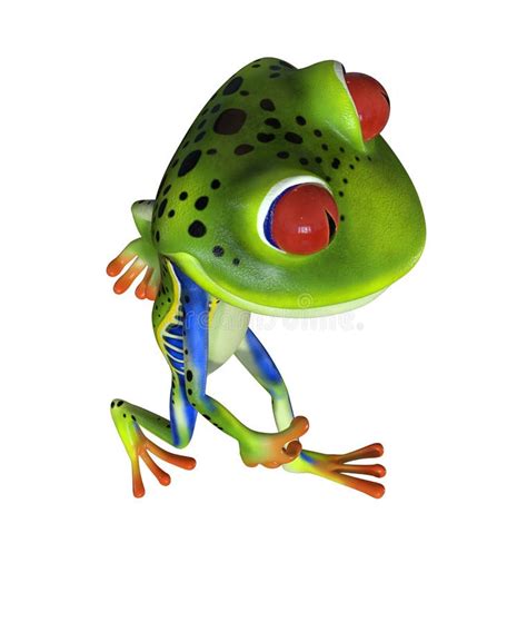 3d Illustration Of A Walking Green Cartoon Frog Stock Image