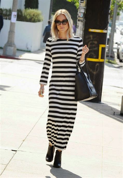 Kristin Cavallari Steps Out In A Monochrome Stripped Maxi Dress In La