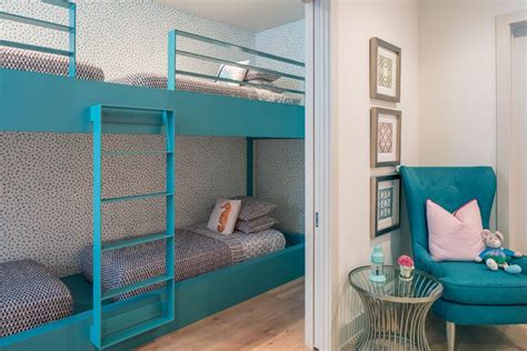 Coastal Style Room With Bunk Beds And Pocket Door Thewowdecor Room With