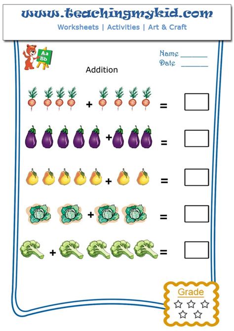 Addition Sheets For Kindergarten