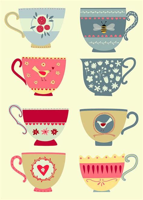 Tea Cups Art Print By Nic Squirrell Tea Cup Art Print Tea Cup Art