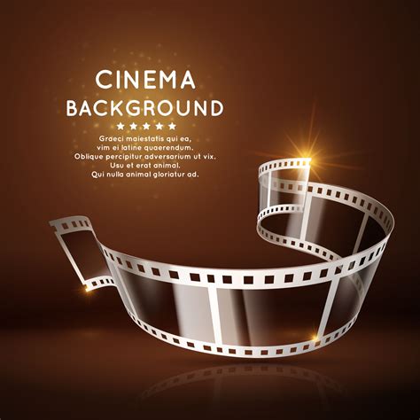 Vector Movie Poster With Film 35mm Roll Vintage Cinema Background By