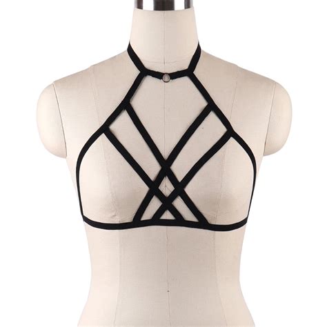 Buy Steampunk Sexy Goth Pentagram Lingerie Elastic Harness Cage Bra Chain