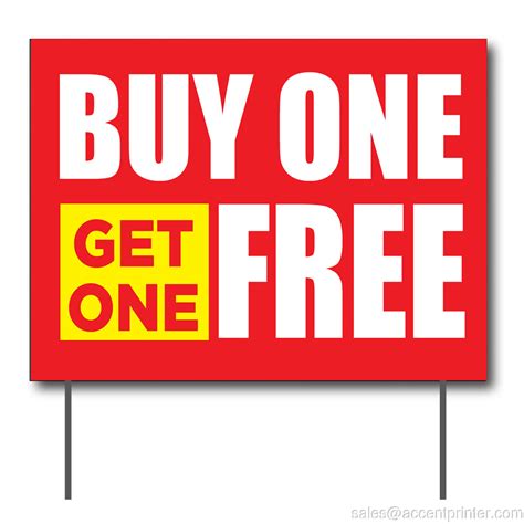 Buy One Get One Free Curbside Sign 24w X 18h Full Color Double