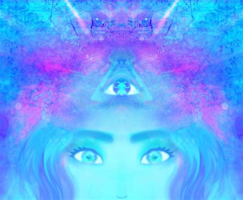 Woman With Third Eye Psychic Supernatural Senses Stock Illustration
