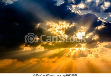 Sunbeam Ray Light Cloud Sky Twilight Color Sunbeam Ray Light Through