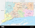 Mapa político y administrativo de Connecticut Imagen Vector de stock ...