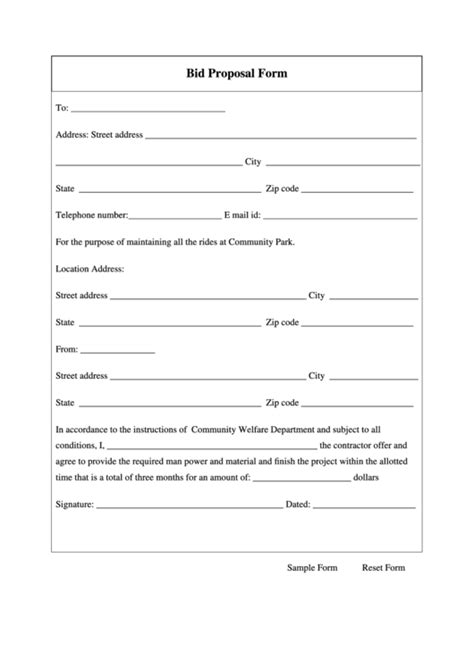 Here are some other examples of these types of forms: Fillable Bid Proposal Form printable pdf download