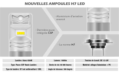 Amazon Fr Katur H Ampoule Led Antibrouillard Max W Csp Puces Lumens K Phare