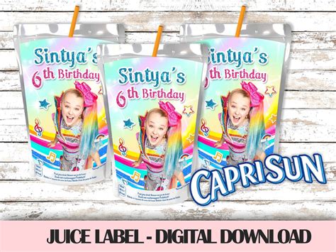 Jojo Siwa Juice Bag Label Printable Capri Sun Label Jojo Etsy