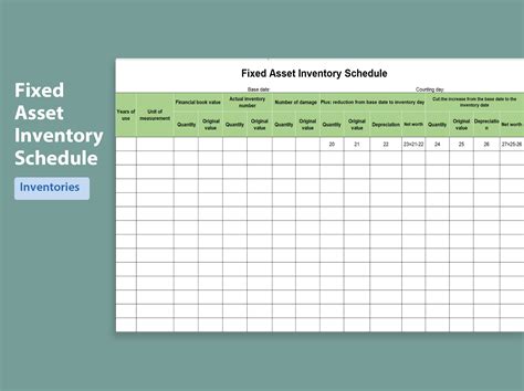 Excel Of Fixed Asset Inventory Schedulexls Wps Free Templates