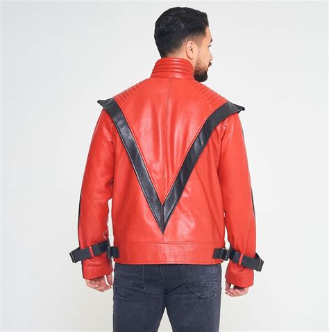 Michael Jackson Thriller Leather Jacket Genuine Leather Red Etsy