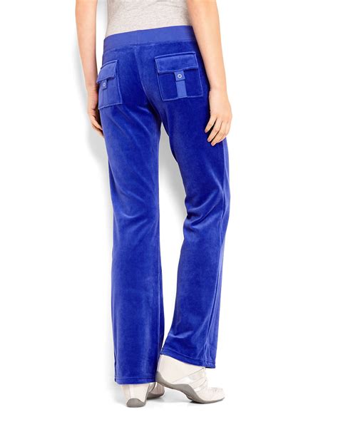 Juicy Couture Heritage Fleur Velour Pants In Blue Cobalt Lyst