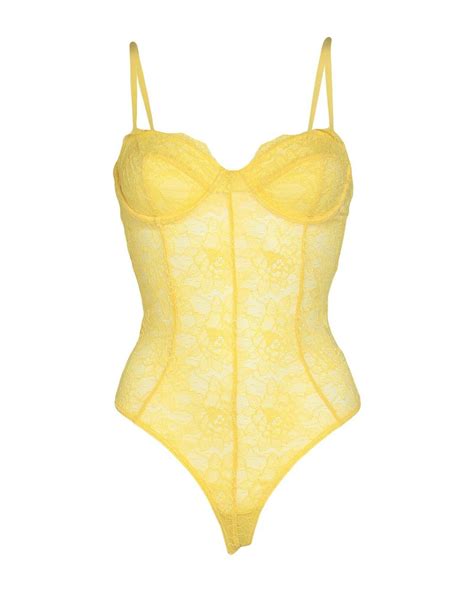 Ow Collection Lingerie Bodysuit In Yellow Lyst