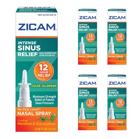 5 Pack Zicam Intense Sinus Relief Liquid Nasal Gel 050oz Each